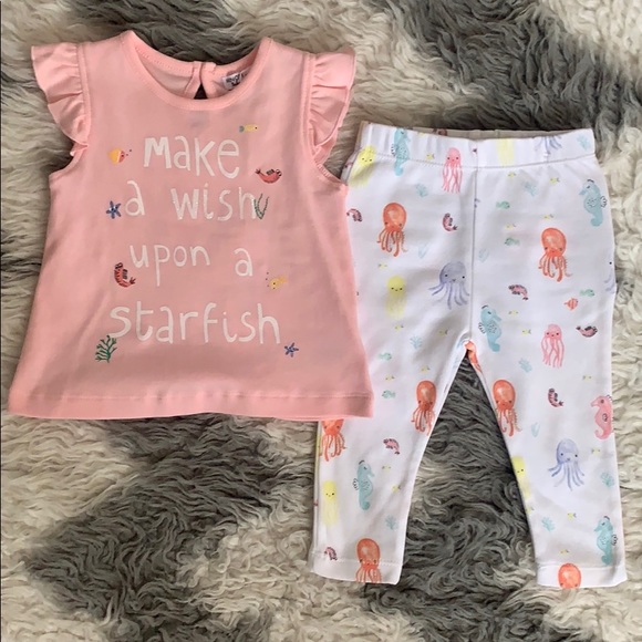 NWT Ocean Friend Printed Cotton Baby Pant Set